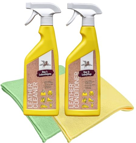 esnado - Bense & Eicke Lederreiniger Step 1 & Lederconditioner Step 2 + 2 Gratis Mikrofasertücher - exzellente Lederpflege für Glattleder