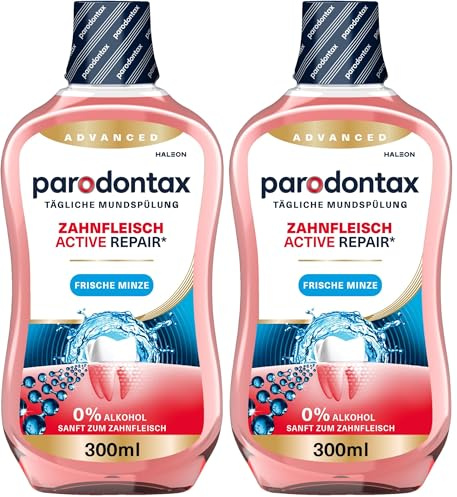 Parodontax Mundspülung Aktive Zahnfleischpflege- Repair*, 300ml mit frischem Minzgeschmack, alkoholfrei (Packung mit 2)
