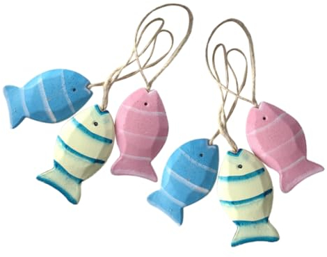 TOPPERFUN Fischdekor Im Mediterranen Stil 6er-Pack Holz-Fisch-hängeanhänger Für Wanddekoration An Der Küste