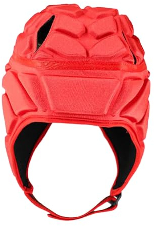 Amagogo Rugby-Helm, Schutzkappe, Torwart-Rollerhut, Schutz, Fußball-Kopfbedeckung, Rugby-Kopfschutz für Sport, Flag Football, Pitcher, Rot