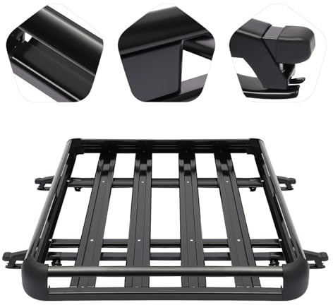 MEELRYD Dachgepäckträger, Universal Dachträger Dach Gepäckträger Wanne bis 10 Kg Für Camping, Grillen, Autoreisen, 131 * 24 * 19 (Schwarz)