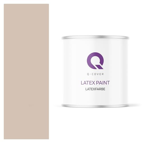 Q-COVER Latexfarbe 2L Mandel – matte Wandfarbe & Deckenfarbe für Innen, hohe Deckkraft, scheuerbeständig (Klasse 3), tropfgehemmt, ideal für Wohnzimmer, Küche und Flur