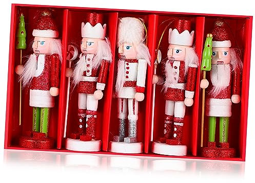 Amosfun Nutcracker Pendant Set 12cm Wooden Soldier Nutcrackers Perfect for Family