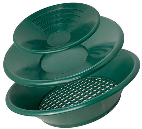 Outil rond pour l'extraction de l'or - Set de poêles dorées à la main pour le lavage de l'or - Poêles dorées vertes - Outil de lavage de l'or