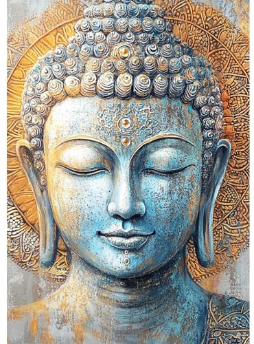 QENSPE Buddha-Gesicht Diamond Painting, Abstraktes Diamonds Art Set Erwachsene, 5D Diamant Malerei DIY Diamants Kunst Handwerk für Haus Zimmer Wand Dekor 30x40cm