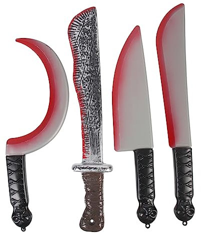 Abaodam 4pièces Lot de Couteaux Artificiels pour Halloween Accessoires De Fête Couteaux De Cosplay Faux Cutters