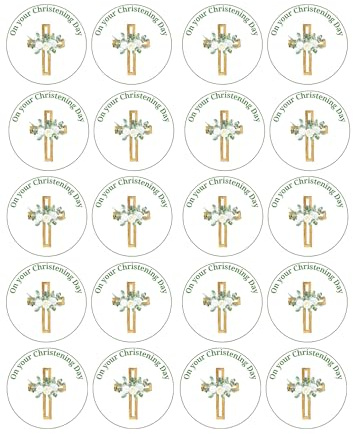 edible 20 x Christening Day cupcake toppers NOT PRECUT. wafer card Green