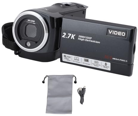2,7K Camcorder Professionelle HD -Videokamera 50MP Bildauflösung 16x digitales Zoom 2,8 -Zoll -LCD -Bildschirm Vlogging -Kamera für Outdoor -Reisen