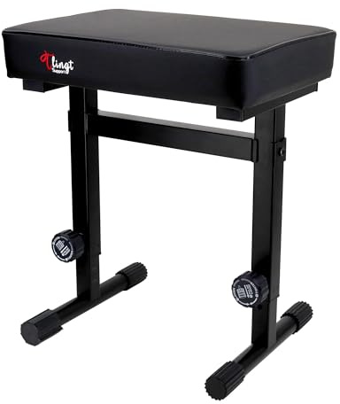 Tlingt Support Klavier - & Keyboardhocker – mit Komfort-Polstersitz für langanhaltenden Spielkomfort, höhenverstellbar (46–59 cm) / Schwarz