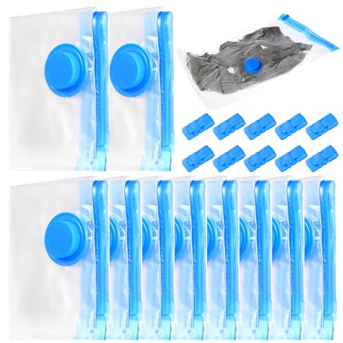 10 Pz Sacchetti Sottovuoto Vestiti, Buste Sottovuoto Vestiti da Viaggio, Sacchetti di Compressione da Viaggio per Cuscini, Piumoni, Valigie(30 x 50 cm)