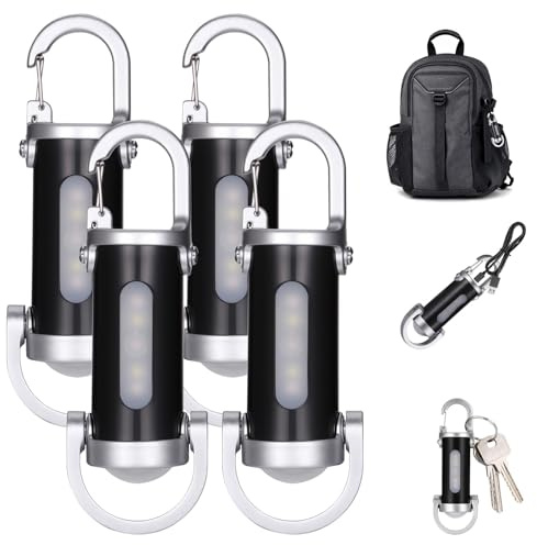 Kssvzz 4 Pack Rechargeable Keychain Flashlight, 7 Modes LED Mini Torch, Portable Keyring Light for Camping, Hiking, Walking, Emergency