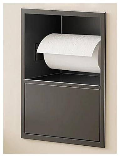 Solución de almacenamiento empotrable de acero inoxidable, alcoba integrada para papel higiénico y papelera, organizador de ahorro de espacio para baño, cocina, sala de estar y dormitorio (gris, 170 x