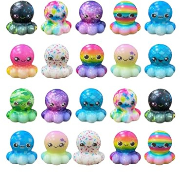 BOSSETY 12 Stück Oktopus Stressball Octopus Taba Squishy, Anti Stress Bälle für Kinder & Erwachsene, Sensorisches Squeeze Ball Fidget Toy, Halloween Karneval Geburtstagsgeschenke, Zufällige Farbe 5cm