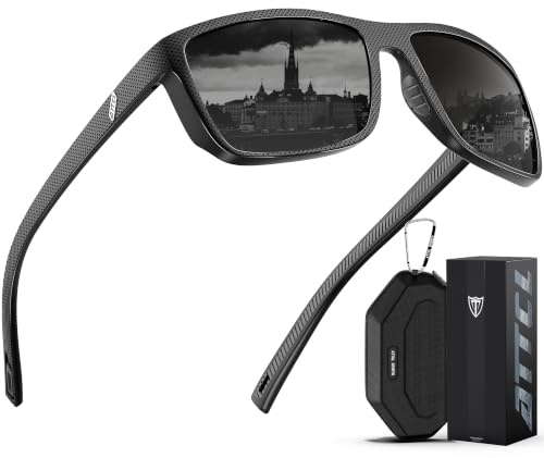 ATTCL 22g Polarised Sunglasses Mens Driving UV400 Protection Square TR90 | HD TAC lens,Anti Glare,Scratch Resistant,Flexible and Ultra-Light,Non-Slip Temples,Side Shields,for Fishing,Running,Golf