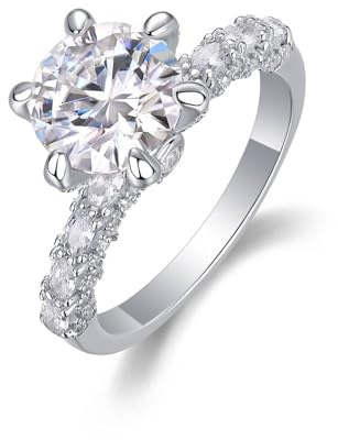 KnSam Gold Au750 Pärchen Ringe Echtgold Schmuck, 6 Klaue Hochzeitsring mit Moissanit, Partnerringe PT950 Platin, Gr.47-65