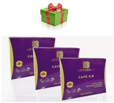 Artabria Café Funcional Café 5.0 | Fórmula mejorada | Café Verde 100mg | Naranja Amarga y Guaraná | Pack de 3, incluye bonito regalo de cortesía