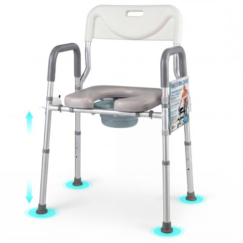 RELAX4LIFE Rialzo WC per Anziani, Sedile WC Rialzato con Altezza Regolabile | Barra Bagno in Alluminio, Maniglie Antiscivolo, Alzata Water per Anziani, Portata 136 kg
