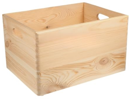 El Natural - Produkte aus der Natur Stapelkiste 40 x 30 x 23 cm mit Griffen | Holzkiste, Allzweckkiste, Regal Aufbewahrung