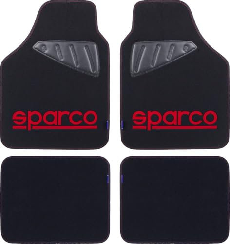 Sparco Set Completo tappetini universali Auto Moquette Nero/Rosso Poliestere