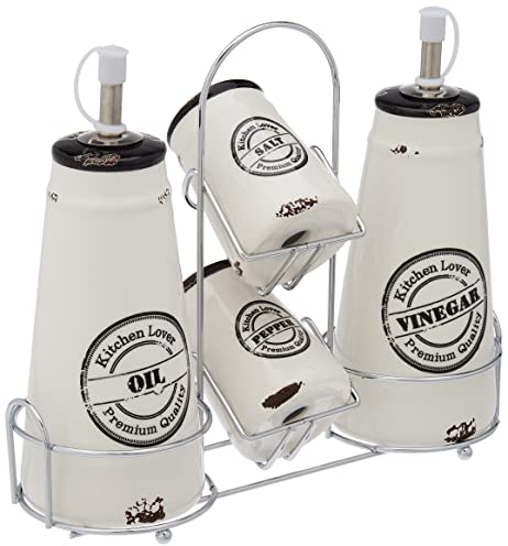 Tognana Urban Chic, Set Oliera, Acetiera, Saliera, Pepiera, Ceramica, Bianco e Nero