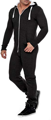 Men's Jumpsuit & Pyjamas Fleece Overalls Hoodie Sleepwear, Beautiful & Elegant Playsuit, Black, L