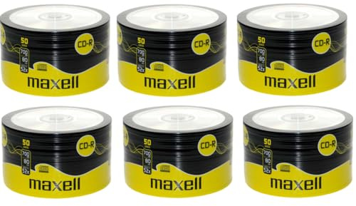 Maxell 6 x CD-R Cased Recordable Blank CDs PC Laptop Computer 50 Pack