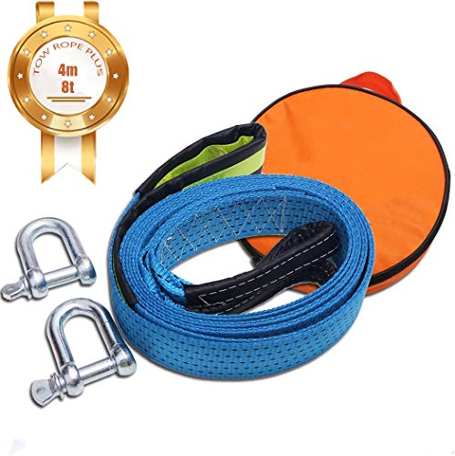 PKW PLUS Abschleppseil,Auto Abschleppseil, Schleppseil Bis 8 Tonne,mit Stärken D-Ring-Haken Und Gratis Tragetasche,für Autos/Automotive 4X4 / Landwirtschaftliche Fahrzeuge/Schiff (Size : 4m/8t)