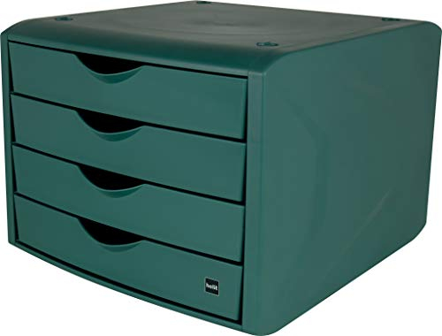 Helit H6429552 Boîte de rangement à tiroirs « the green chameleon » en plastique recyclé certifié Blauer Engel vert, 1 pièce