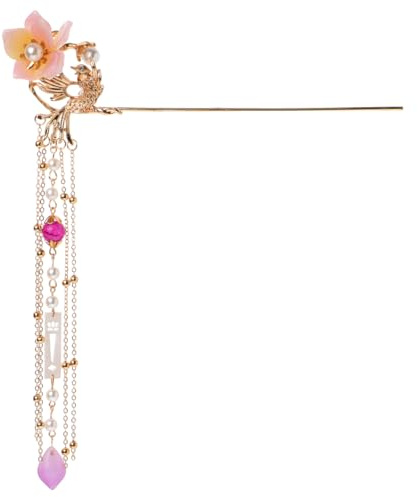 FRCOLOR Rosa Perle Blume Haar Stick Chinesische Haar Essstäbchen Vintage Lange Quaste Haarnadel Chignon Essstäbchen Hanfu Haar Machen Zubehör