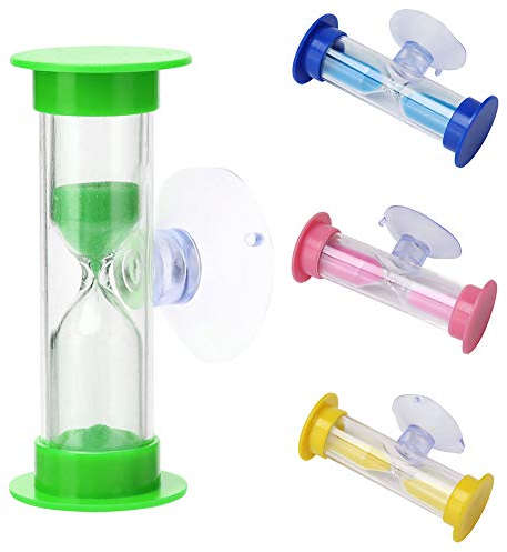 Kinder Zahnbürste Sandglas Timer, 2 Minuten Duschtimer Mini Glas Sanduhr, Saugnapf Timer, Kochen Schwenkbar Sanduhr, Kinder Mini Sanduhr zum Bürsten Kinderzähne (Grün)