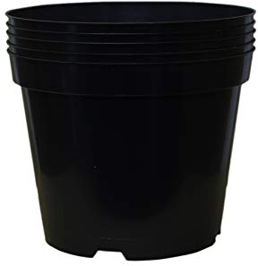 Muddy Hands Pack of 5 Black Plastic Plant Pots Outdoor Garden Round Nursery Herb Flower Planters (5 Litre)