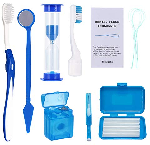 Braces Cleaning Kit for Teeth - Portable Toothbrush Set for Orthodontic Patient Oral Care & Travel Kit - Toothbrush, Interdental Brush, Dental Wax, Dental Floss, Funnel, Toothbrush Head