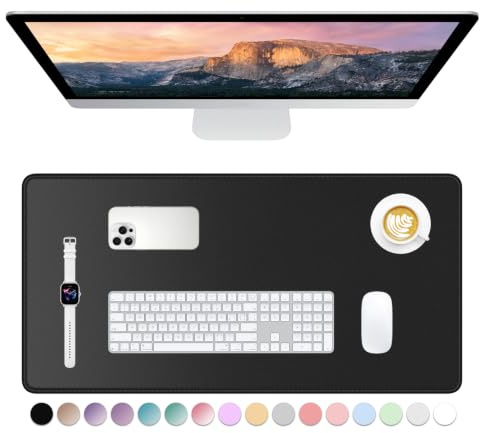Dapesuom Large Gaming Mouse Pad, Extended Mouse Mat with Stitched Edges, Full Size Keyboard Pad with Non-Slip Base, Big XXL Computer Desk Mats for Gamer, Laptop, Office, 31.5 x 15.7in, Jet Black