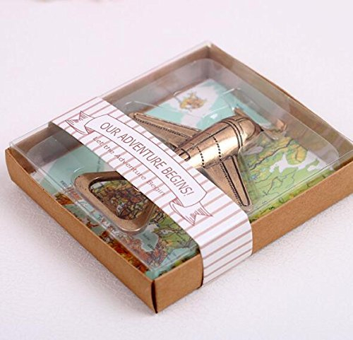 Crysdaralovebi 50 unids/lote deja que la aventura comience el avión abrebotellas nuevo regalo de boda favores (A)