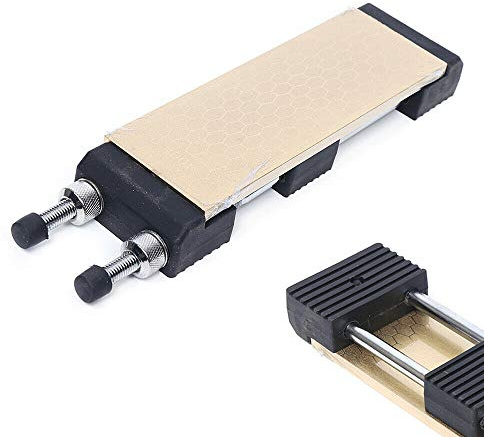 Schleifstein Set, Doppelseitiger Messerschärfer mit Schärfstein und Verstellbarer Halter 400/1000 Diamant Abziehstein Wetzstein für Küche