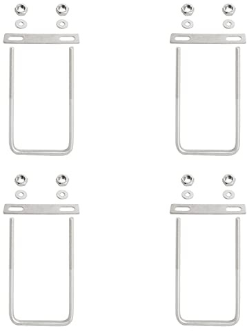 Aopin Vierkant-U-Bügel, M8*55 * 140, U-Bolzen, Halterungen 304 Edelstahl M8 mit Mutter, Platte, Unterlegscheibe für Auto/Wohnmobil/Anhänger-Stoßstange, 4 Sets