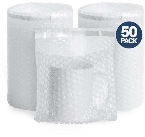 ALTERNIUM Self Seal Bubble Pouches - Bubble Bags for Packing, Packaging Filler for Moving - Cushioning Wrap for Fragile Items, Dish Packing Kit Shipping Supplies for Small Business - 7.5x8 Inch, 50pcs