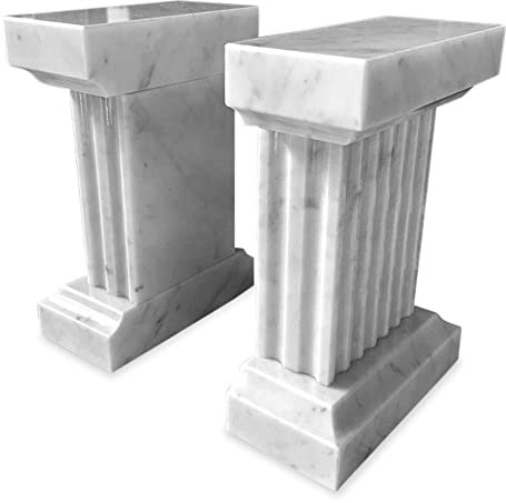 Buchstützen-Set aus weißem italienischem Marmor, Bookend Set aus Marble, Höhe 17 cm