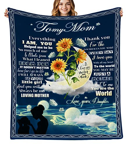 Bapcoku Decke für Mütter, Geburtstagsgeschenke, Decke für Mutter von Tochter, Sonnenblumen-Flanell, Überwurfdecken für Geburtstag, Muttertag, 152,4 x 127,7 cm