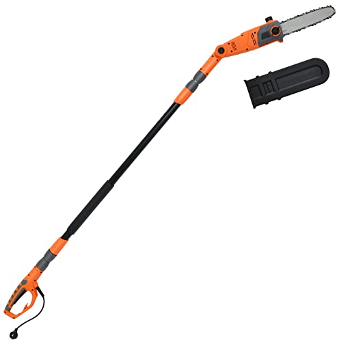 RELAX4LIFE Elektro Hochentaster, Profi-Astsäge Motorkopf mit 60°Neigung, Elektro Teleskop Säge 212-286cm, Alu-Kettensäge werkzeuglose Installation, Alu-Heckenschere, Orange