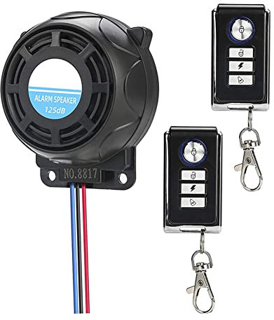 Sistema De Alarma De Moto,Asudaro Alarma De Seguridad Antirrobo Impermeable Alarma De Antirrobo Motocicleta con Controles Remotos Duales para Todoterreno ATV Motocicletas - 12v 125db