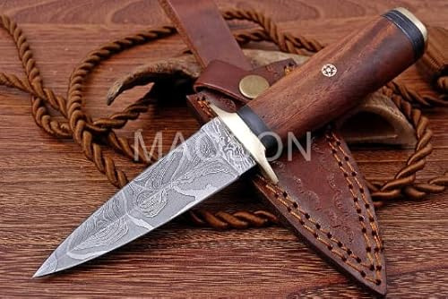 Damast Messer Damaszener Stahl Jagd Jagdmesser Knife Damascus Hunting 721EA