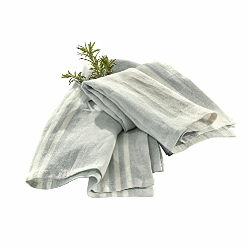 LOBERON Geschirrtuch 2er Set Mesmont, klassisches Streifen-Design, mit Schlaufe zum Aufhängen, besonders saugfähig, Geschirrhandtücher, Küchentextilien, Küchentücher, Leinen, hellblau/weiß