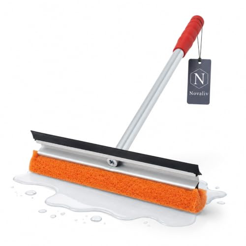 Novaliv Scheibenabzieher Auto 21 cm mit Metall-Kunststoffgriff 31 cm mit Abziehlippe und Gummischwamm Auto Abzieher Autoscheibe Scheibenputzer