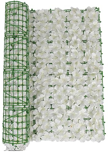 BBTISG Valla de seto artificial de hiedra extensible, 50 x 100 cm, para decoración de boda, borde de valla de jardín para decoración de pared, pantalla y protección de la privacidad (blanco)