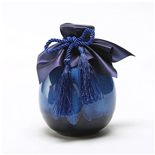 PiurUf Hip Flask 500ml Sake Distribution Wine Pot Liquor Warmer Household Ceramic Bottle Barware Flagon Small Stoup Single Pot With Cork Hip Flasks For Women (Size : Blue)