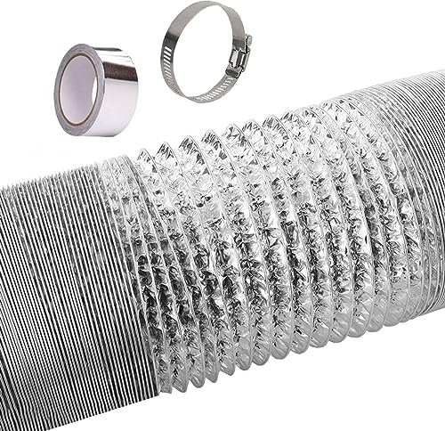 Aluminiumfolie Flexschlauch Lüftungsschlauch Flexrohr Lüftungsschlauch Verstärkter Lüftungskanal Für Klimaanlagen Ø 80/100/110/120/150/160/170/180/200mm Mit 2 Schlauchschelle Edelstahl (Color : 5m,