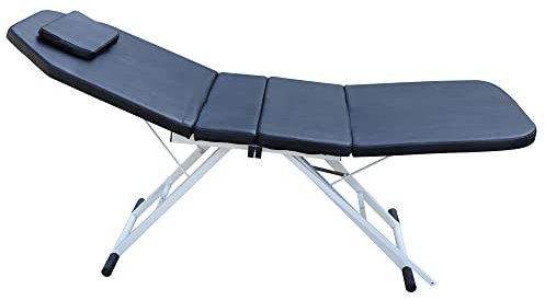 XUEMANSHOP Klappbare Kosmetikliege, Massageliege mit Kopfschütze & Anti-Rutsch-Matte Verstellbare Rückenlehnen und Bettendstücke 91X60X26cm (Schwarz)