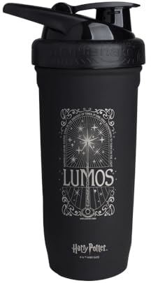 Smartshake Reforce Shaker-Flasche aus Edelstahl im Harry-Potter-Lumos-Stil, leichte Sport-Shaker-Flasche mit weichem Deckel, auslaufsicher, BPA-frei und DEHP-frei