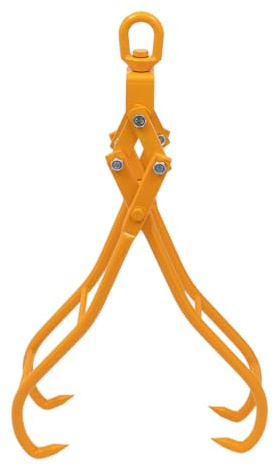 Log Lifting Tongs, 36 inch 4 Claw Log Grapple Large Steel Timber Log Grapple Skidding Tongs Lumber Skidding Tongs Logging Grabber Lumber Skidding Tongs for Truck, ATV, Tractor and Skidder (YELLOW)